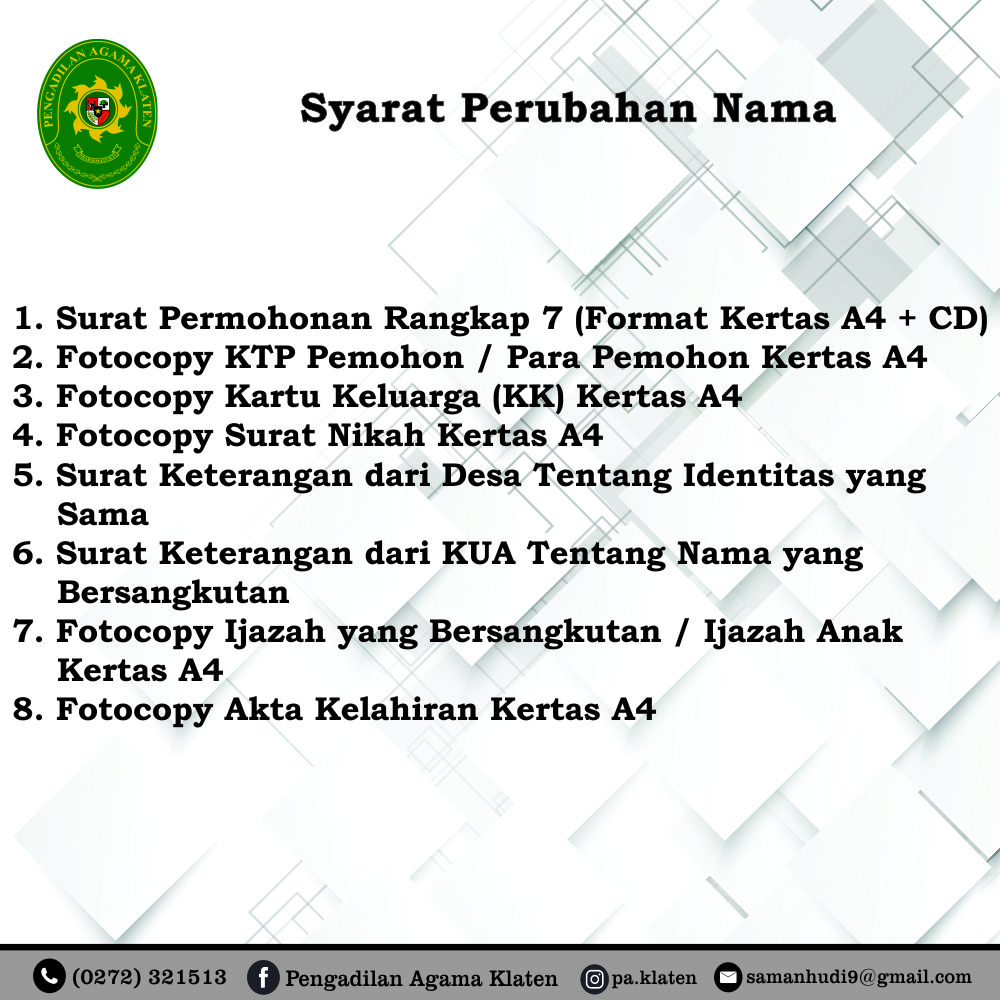 9. Syarat Perubahan Nama