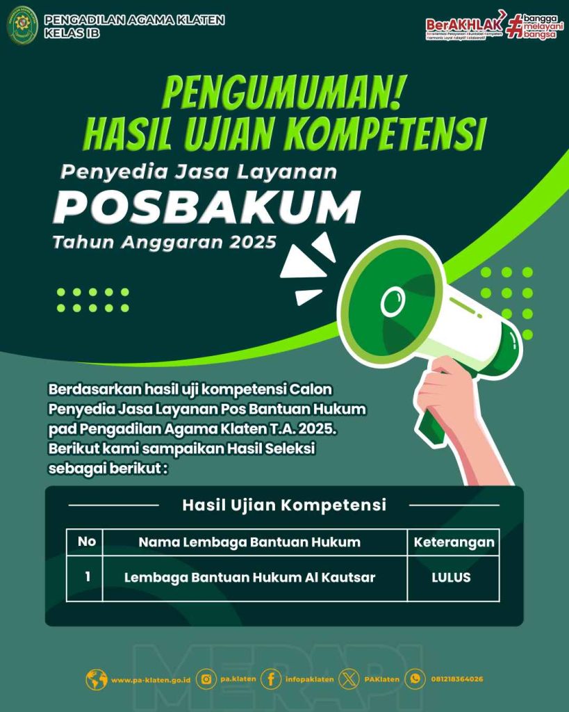 Pengumuman Hasil Seleksi Kompetensi Posbakum 2025
