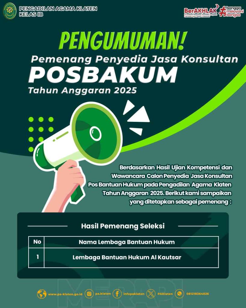 Pengumuman Pemenang Seleksi Kompetensi Posbakum 2025
