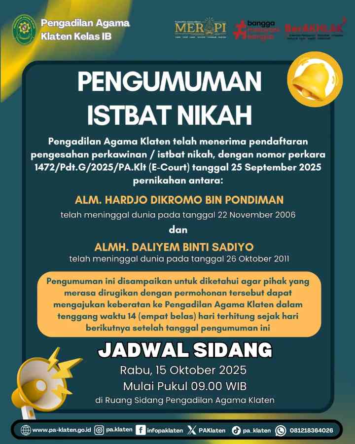 Pengumuman Istbat Nikah 2025