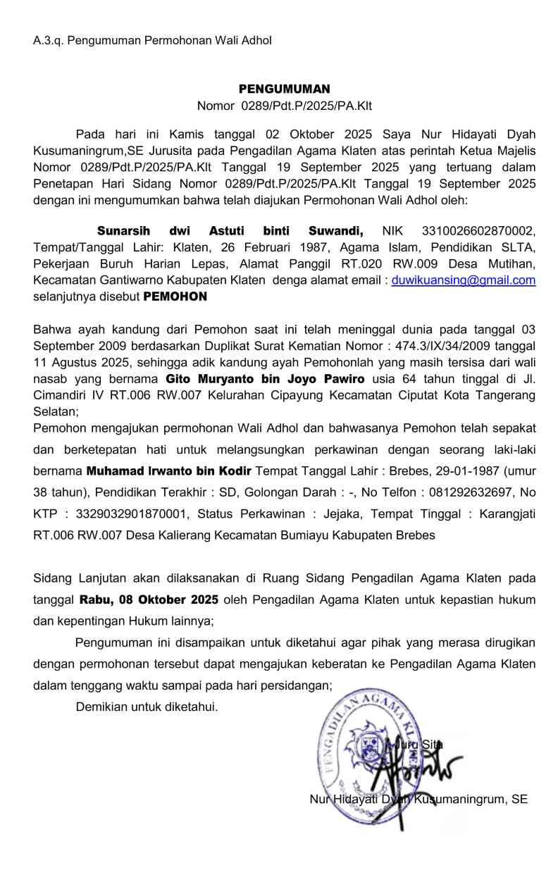 Pengumuman Istbat Nikah 2025